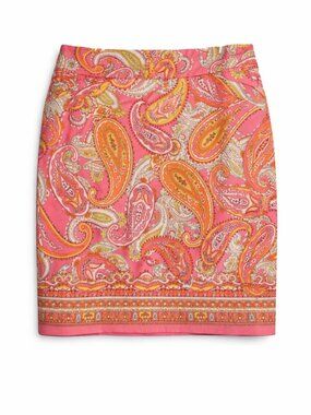 Charter Club Pink Paisley Pencil Skirt Size 10 Petite (10P) Vibrant Preppy Chic